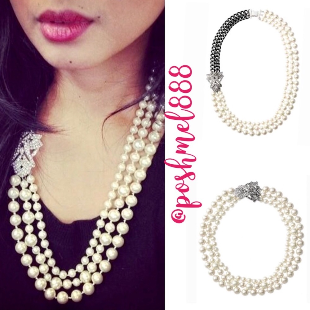 S&D [V] 2-in-1 Elegantly Edgy Daisy Pearl & Hematite Statement NecklaceB… - Picture 4 of 16